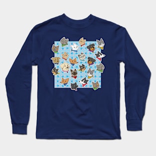 Pets pattern blue Long Sleeve T-Shirt